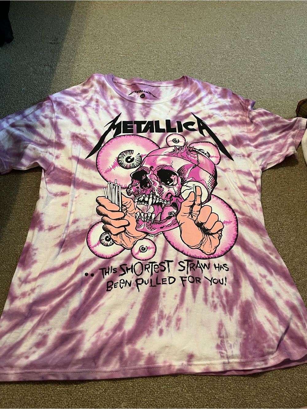Metallica Short Sleeve Tie-Dye Graphic Tee - Pink & White